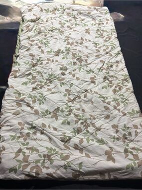Unlisted Cream Comforter with Green and Brown Leaf Pattern